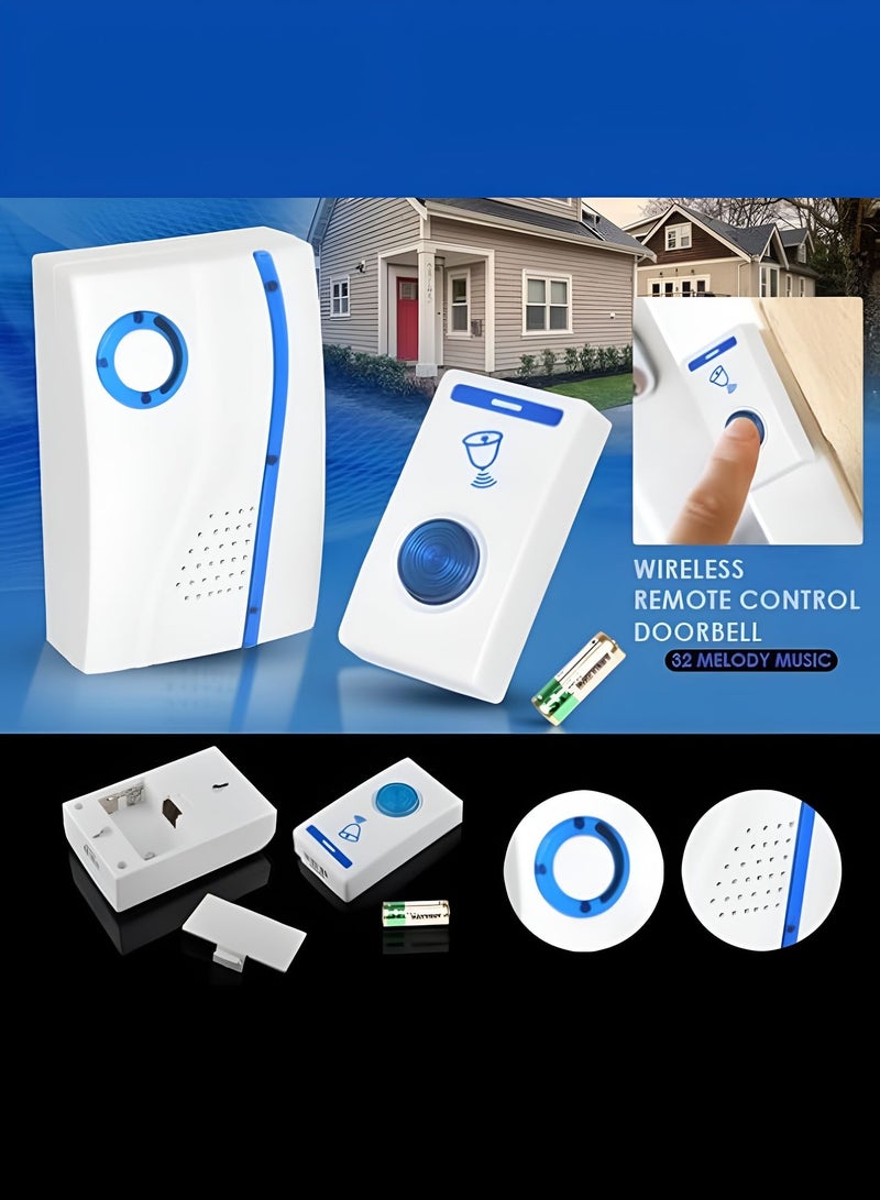 ZHISHAN Wireless Bell Stylish Wireless Door Bell Smart Wireless Door Bell with Long Range and Crystal Clear and Loud Sound - White - Image 4