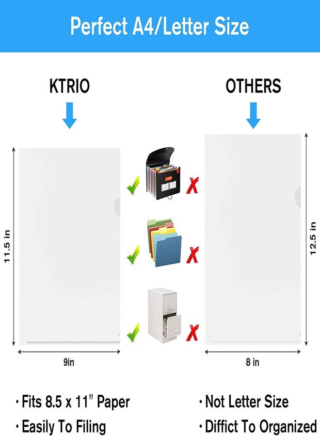 GreatDio® 20 PCS Plastic File Folders, Clear Project Pockets, Transparent Plastic Sleeves, L-Type Documents Folders Jacket, Paper Sheet Protectors for Office School, Fits for Letter Size - Image 3
