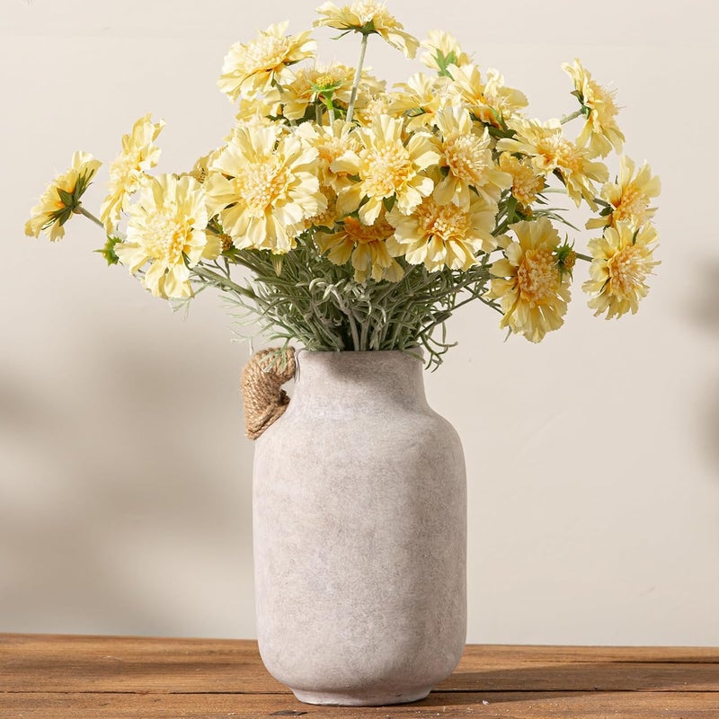 Vanselia Ceramic Flower Vase Home Decor - 9.7 inch Large White Rustic Table Flowers Vases Living Room Bedroom Plant Decoration Farmhouse Vintage for Kitchen Shelf Office Coffee Dining Desk House Women - Image 3