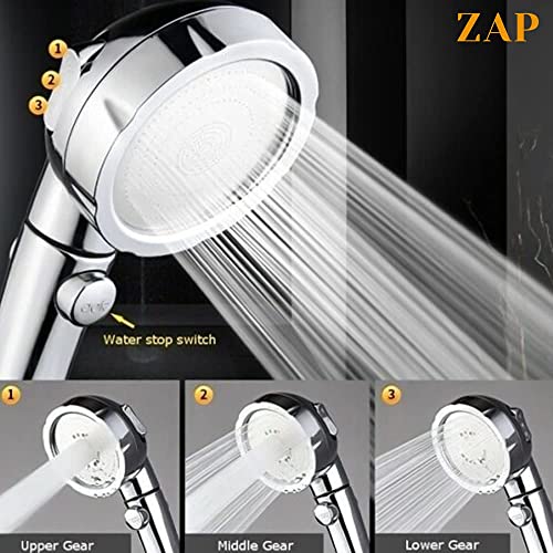 ZAP Exotic Series Handheld Shower Head | High Pressure Hand Shower with ON/OFF Pause Switch & 3 Spray Modes | Chrome Finish | ABS Rust-Proof Bathroom Shower (Only Hand Shower) - Image 4