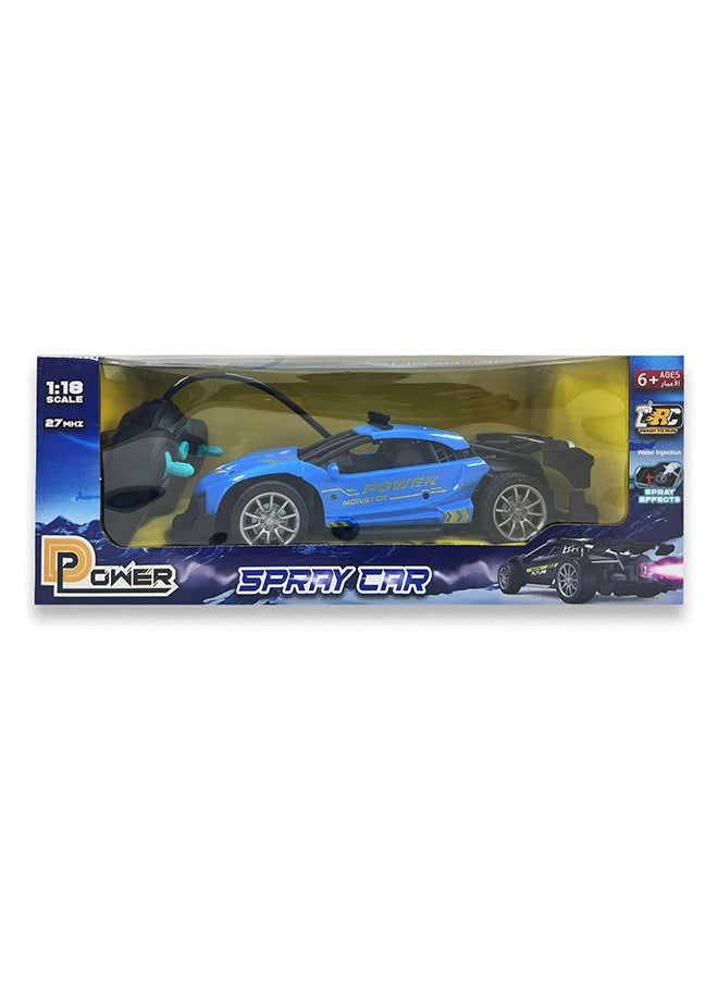 D-Power - 1:18 R/C 4WD 27Mhz Spray Runner Car – Blue | Full Function Rechargeable RC Drift Vehicle | Ages 6 + - Image 1