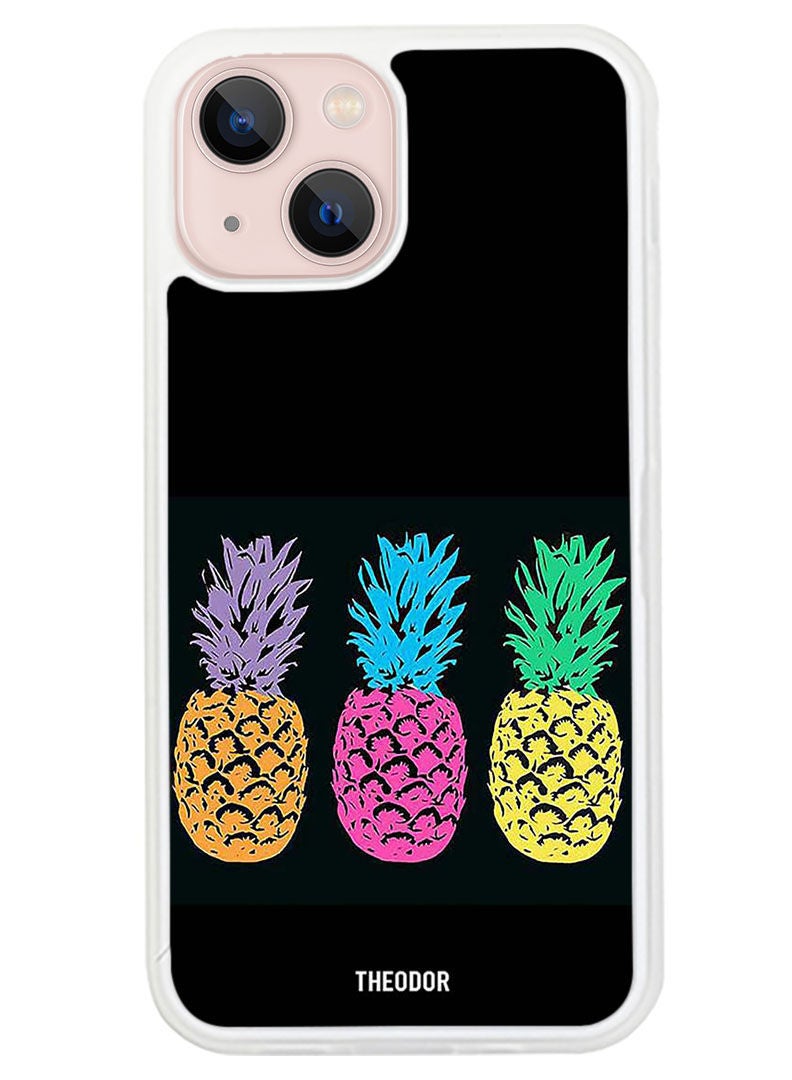 Theodor Protective Case Anti Scratch Shock Proof Cover For APPLE IPHONE 14 Pineapples 1 (White Bumper) - Image 1