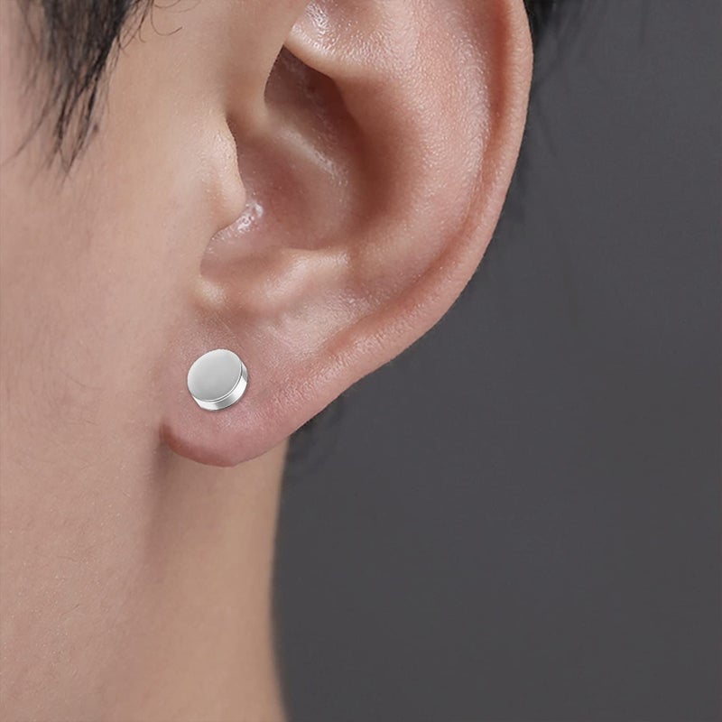 D.Bella Stud Earrings Fake Cubic Zirconia Diamond Earrings for Women Men Silver - Image 3