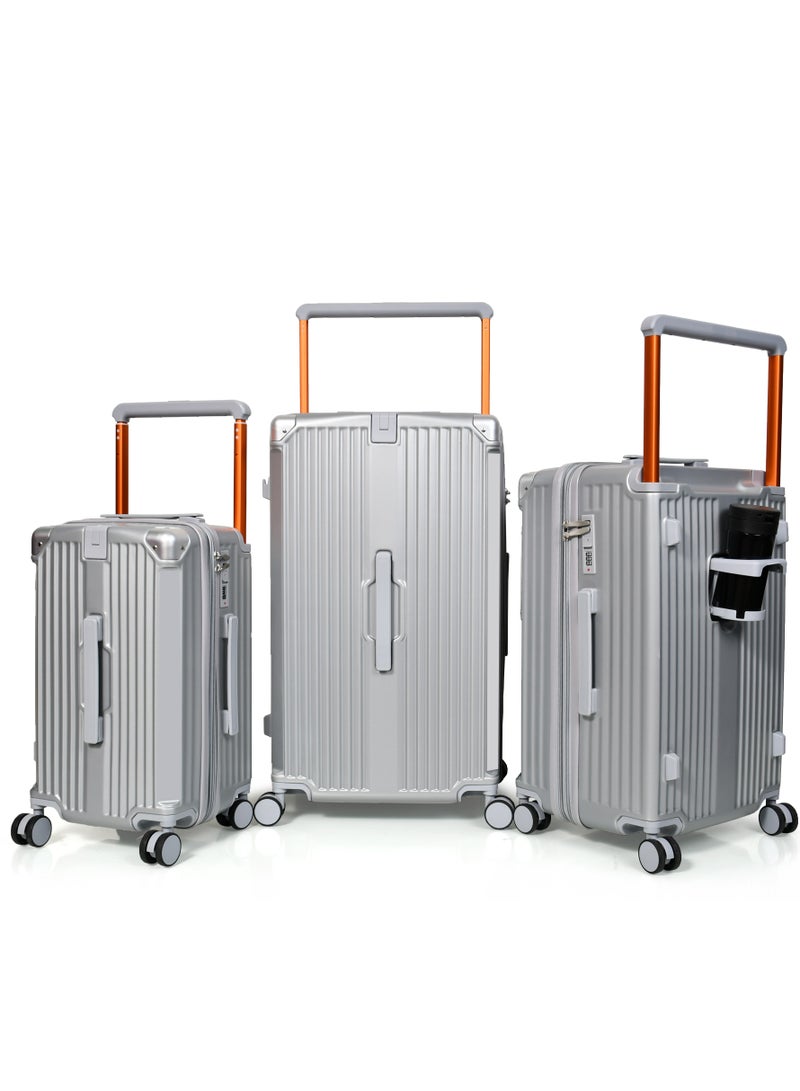 مورانو طقم شنط سفر فايبر اركان المنيوم ثلاثة قطع 28 انش و 24 انش و 20 انش لكبينة الطائرة - Image 1