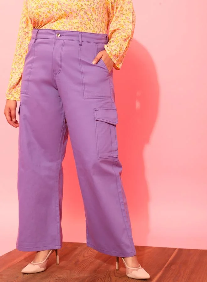 STREET 9 سروال كارجو قطن بنفسجي ستريت  بلس