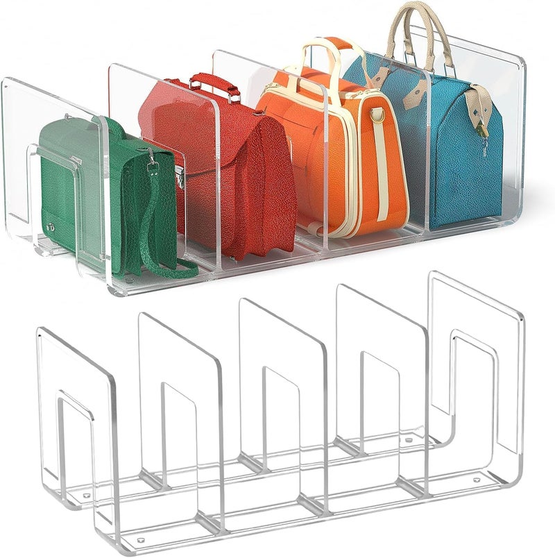 Acrylic Clear Purse Handbag Organizer - 4 Sections Storage Dividers (2Pcs) - Image 1