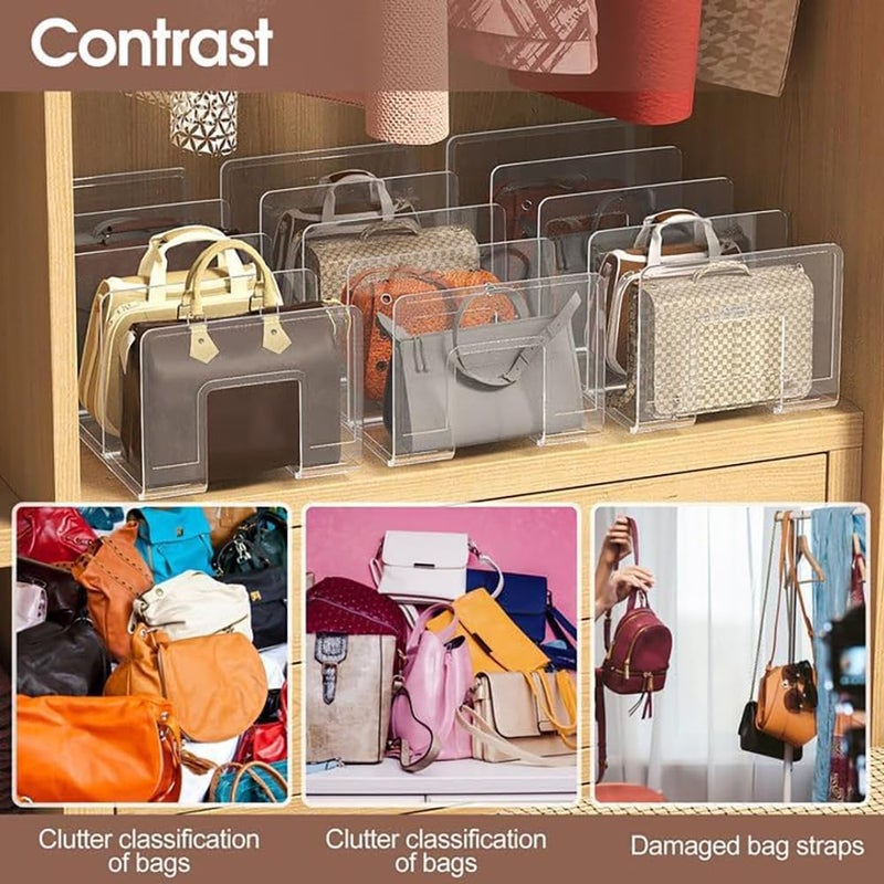 Acrylic Clear Purse Handbag Organizer - 4 Sections Storage Dividers (2Pcs) - Image 2