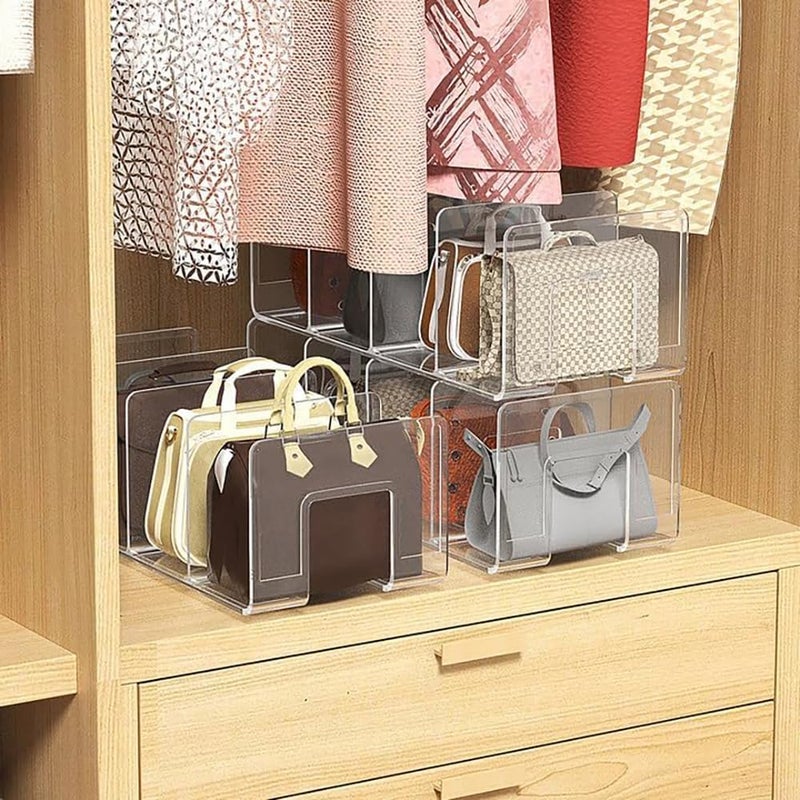 Acrylic Clear Purse Handbag Organizer - 4 Sections Storage Dividers (2Pcs) - Image 3