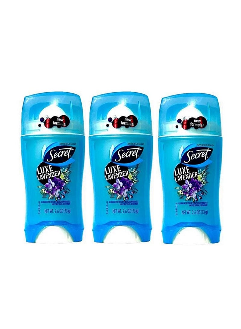Secret Pack Of 3 Luxe Lavender Invisible Solid Anti-Perspirant And Deodorant 73grams x 3 - Image 1