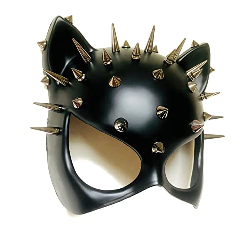 MasqStudio Red Black Cat Woman Dress up Cosplay Party Masquerade Mask Spiky Halloween (Black) - Image 2