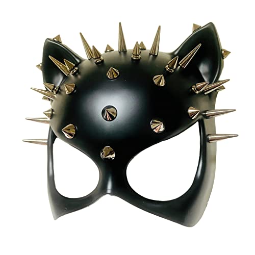 MasqStudio Red Black Cat Woman Dress up Cosplay Party Masquerade Mask Spiky Halloween (Black) - Image 4