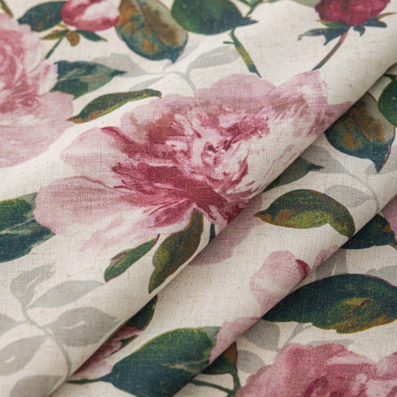 ALIGOGO Flower Curtains 54 Inch Length - Cottage Linen Pink Vintage Curtains for Bedroom Dormer Window, Whimsical Grommet Privacy Semi-Blackout Patternnd Drapes 2 Panels, 50 x 54 Inch, Pink - Image 5