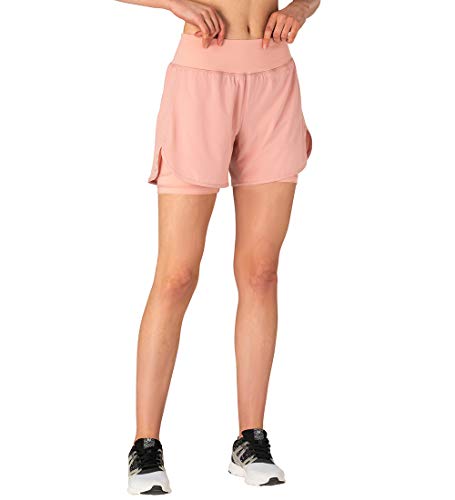 Gopune Women's 2 in 1 Running Shorts Workout Athletic Gym Yoga Shorts for Women with Phone Pockets Pink,S - Image 3