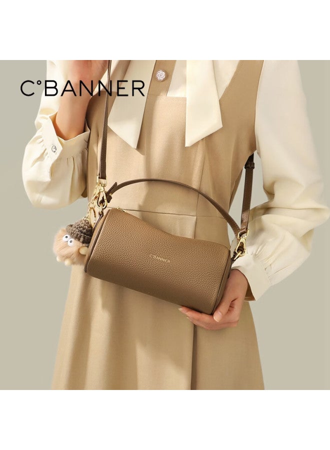 C.banner First Layer Cowhide Women's Crossbody Boston Pillow Bag Birthday 38 Women's Day Gift - Image 2