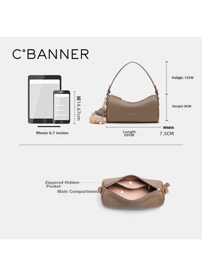 C.banner First Layer Cowhide Women's Crossbody Boston Pillow Bag Birthday 38 Women's Day Gift - Image 3