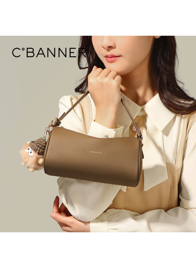 C.banner First Layer Cowhide Women's Crossbody Boston Pillow Bag Birthday 38 Women's Day Gift - Image 1