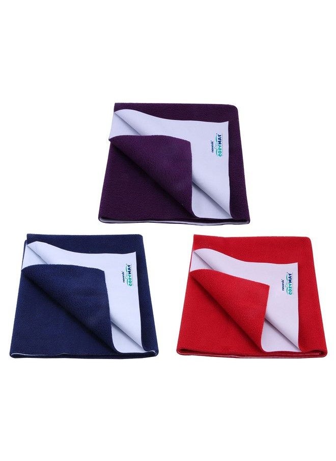 Newnik - Baby Dry Sheets For Baby;Rubber Sheet For Baby;Baby Mat Waterproof;Baby Bed Protector Waterproof Combo Pack (Small Plum Navyblue Maroon) - Image 1
