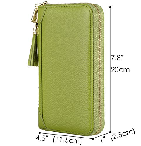 Easyoulife Credit Card Holder Wallet Womens Zipper Leather Case Purse RFID Blocking (Green) - Image 5