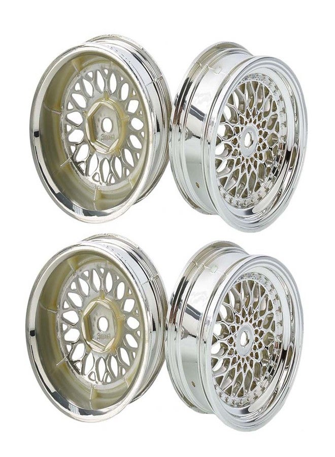 LAFEINA 4PCS RC Car Diameter 52mm Plating Plastic Wheels Rims Replacement for 1/10 RC On Road Touring Racing Drift Car (Offset 9mm, Silver) - Image 3