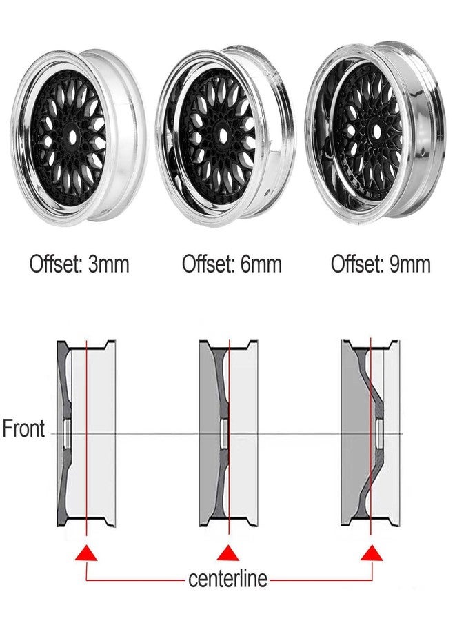 LAFEINA 4PCS RC Car Diameter 52mm Plating Plastic Wheels Rims Replacement for 1/10 RC On Road Touring Racing Drift Car (Offset 9mm, Silver) - Image 5