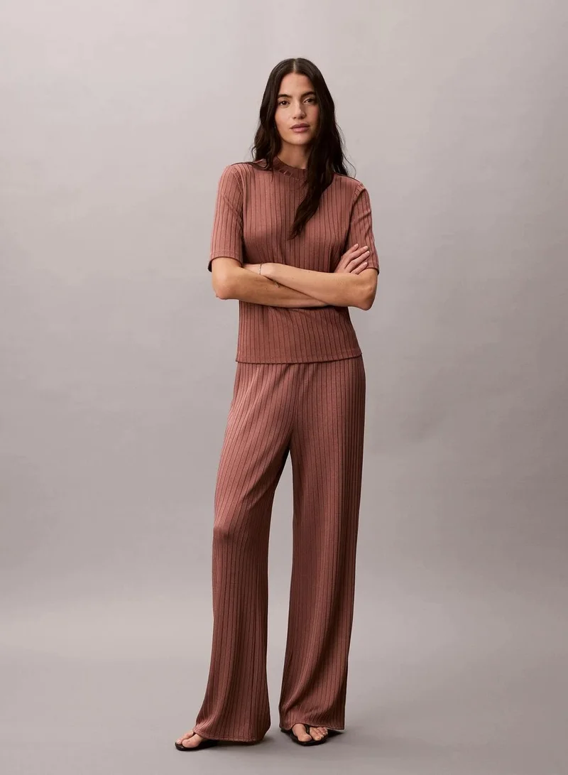 Shiny Ribbed Pull-On Trousers