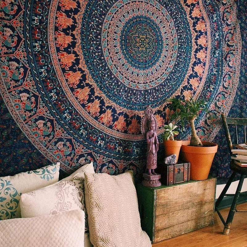 Textile art Abstract Cotton Wall Hanging Tapestries 54 x 84 inch Multicolor - Image 1