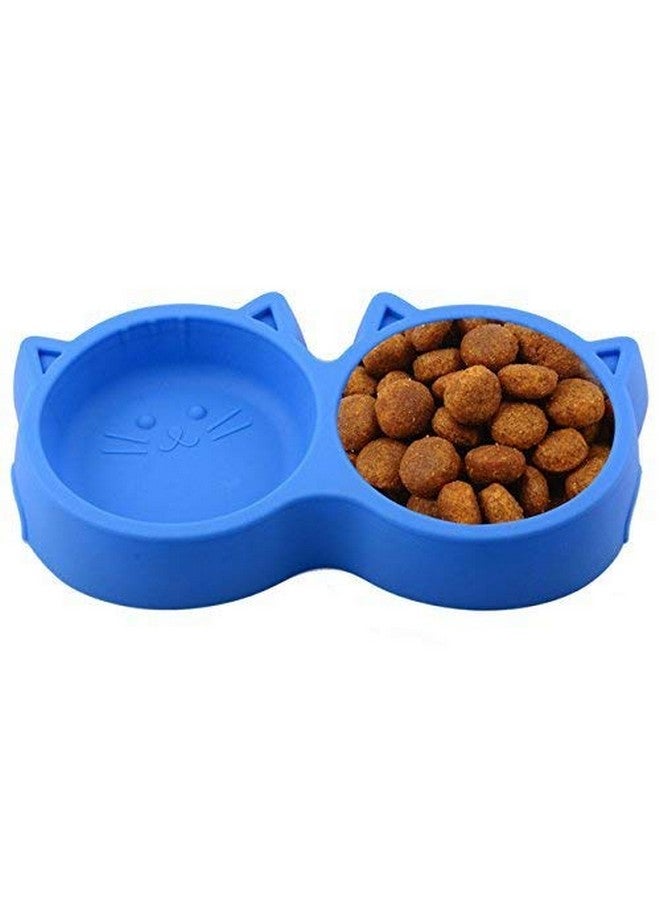 2-In-1 Pet Feeding Plastic Cat Face Double Bowl - Non Toxic Food & Water Feeder Bowl For Dogs And Cats - Pack Of 1 - Image 5