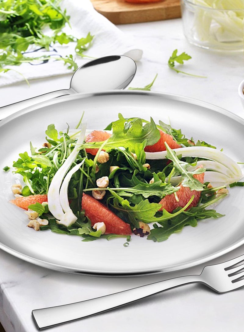 6 Piece Stainless Steel Plates, 9" (Approx. 22.9cm) Durability Dinner Plate, Metal 304 Round Dessert Feeding Serving Salad Pizza Tray for Picnic Camping, Reusable, Dishwasher Safe  - Image 2