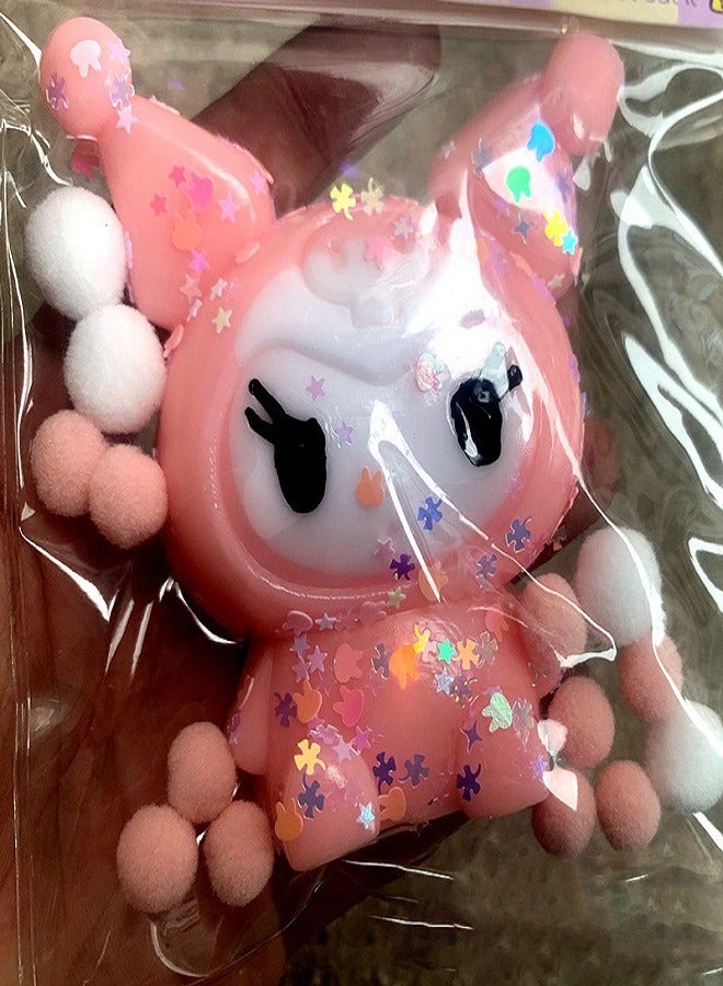 Squeeze Squishy Kuromi - Kawaii Squishys Stress Relief Fidget Toy for Adults and Teenagers (Pink) - Image 1