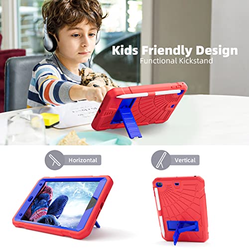 TSQQST iPad mini 4/5 Case for Kids with Glass Screen Protector 2015 2019 | iPad mini 5th 4th Generation Case with Pencil Holder+Stand | Shockproof Rugged Cover for iPad mini 7.9 Inch | Blue+Red - Image 4