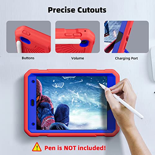 TSQQST iPad mini 4/5 Case for Kids with Glass Screen Protector 2015 2019 | iPad mini 5th 4th Generation Case with Pencil Holder+Stand | Shockproof Rugged Cover for iPad mini 7.9 Inch | Blue+Red - Image 5