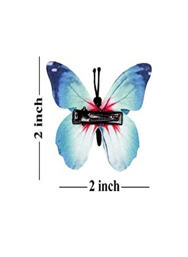 KAVIN 3d Style Colourful Mesh Butterfly Hair Clips Hair Styling Hair Claw Clips For Girls And Women Set Of 2 (Sky Blue) - Image 2