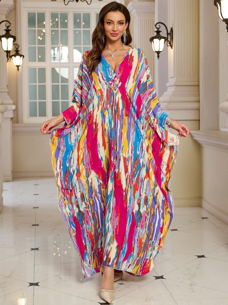 KEYLORTING Womenâ€™s Kaftan Beach Cover Up Dress Plus Size Summer Swimsuit Loungewear Maxi Dress - Image 2