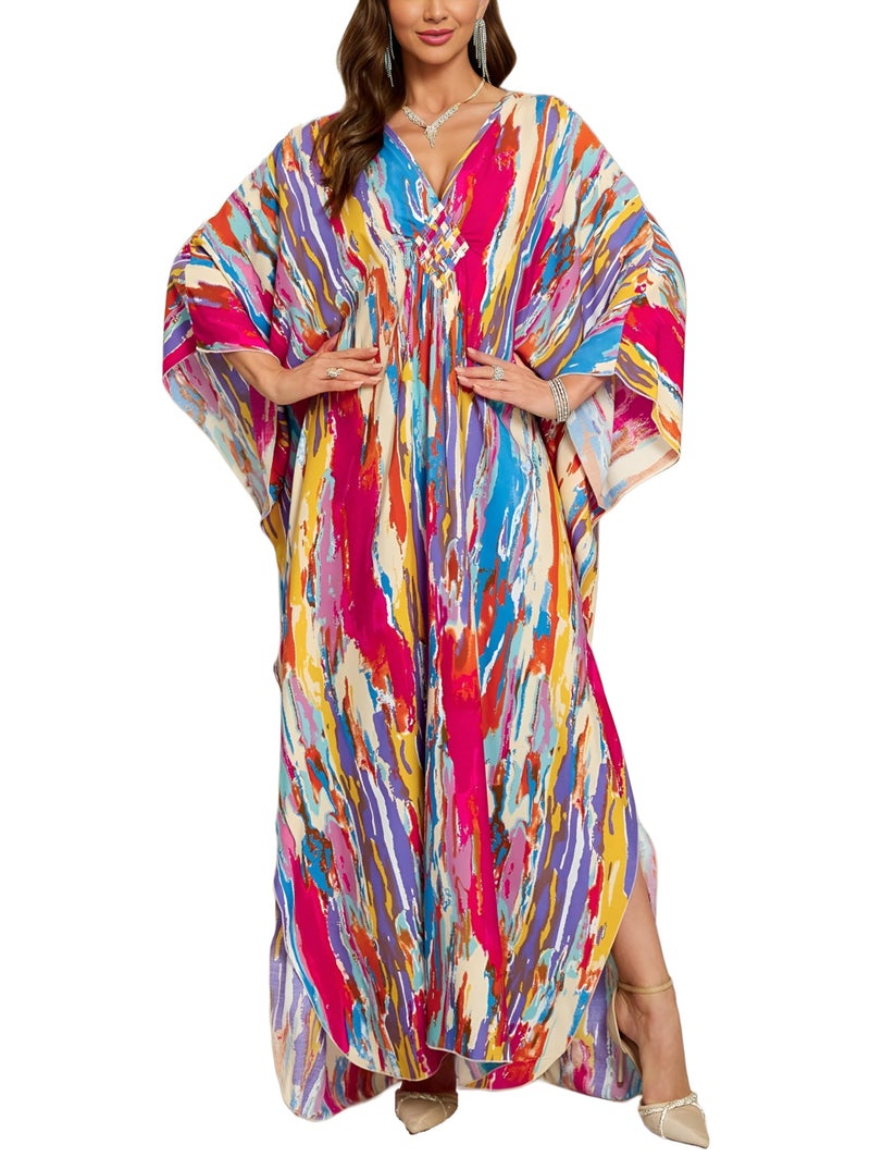 KEYLORTING Womenâ€™s Kaftan Beach Cover Up Dress Plus Size Summer Swimsuit Loungewear Maxi Dress - Image 1