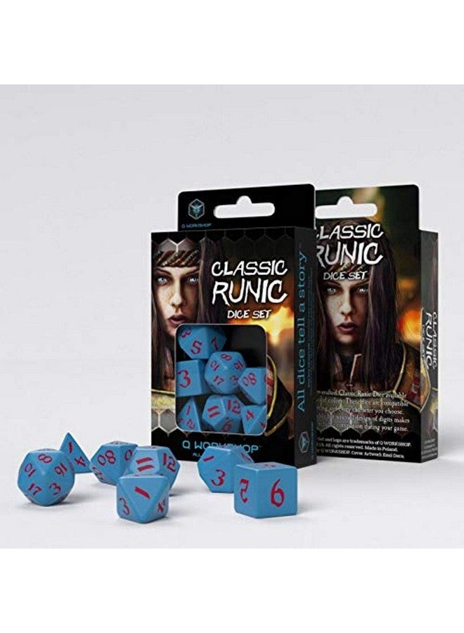 Q WORKSHOP Q-Workshop Classic Runic Blue & Red Dice Set (7) - Image 1