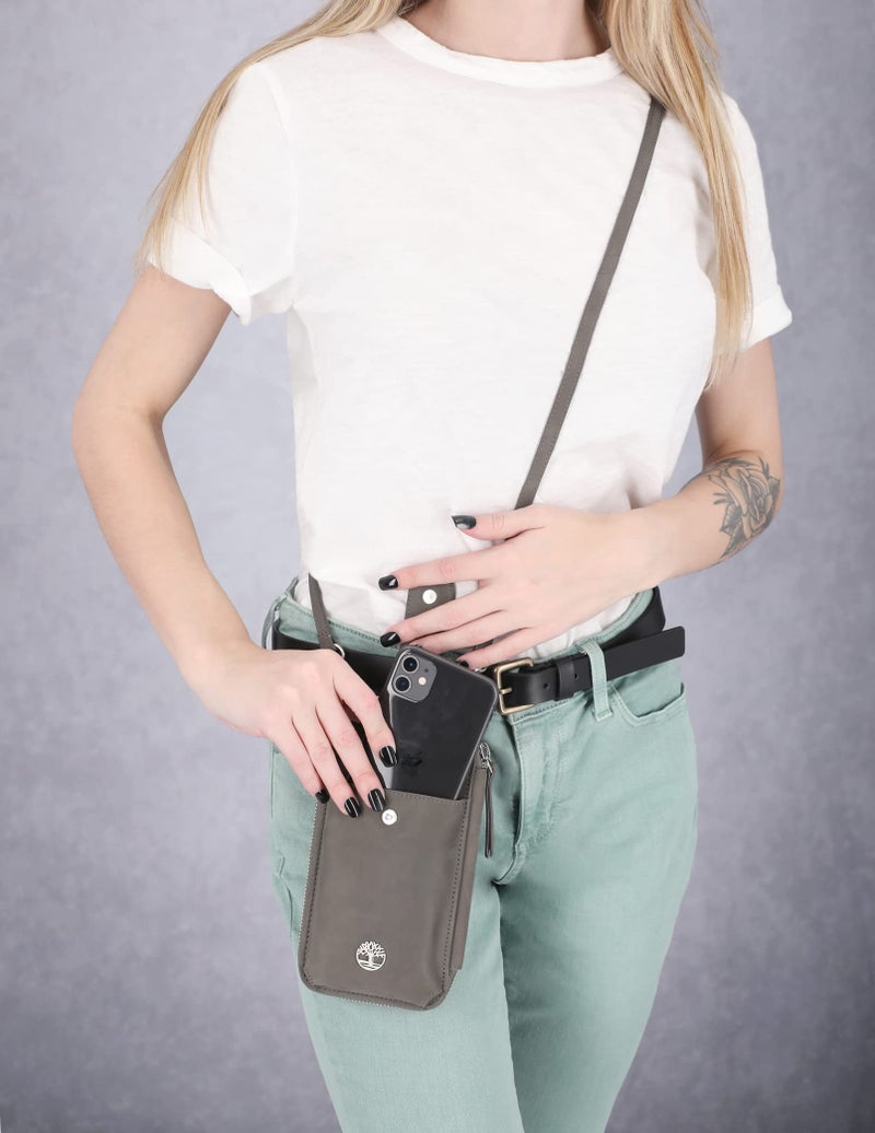Timberland Women's RFID Leather Phone Crossbody Wallet Bag, Castlerock (Nubuck), One Size - Image 5
