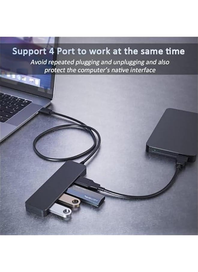 HOOKOR 4-Port USB 3.0 Hub, Aluminium USB Expander Hub USB Splitter for Laptop, Xbox, Flash Drive, HDD, Console, Printer, Camera,Keyborad, Mouse (4-Port)  - Image 2
