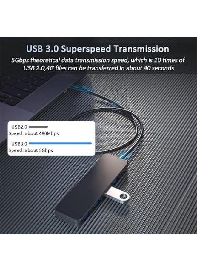 HOOKOR 4-Port USB 3.0 Hub, Aluminium USB Expander Hub USB Splitter for Laptop, Xbox, Flash Drive, HDD, Console, Printer, Camera,Keyborad, Mouse (4-Port)  - Image 3