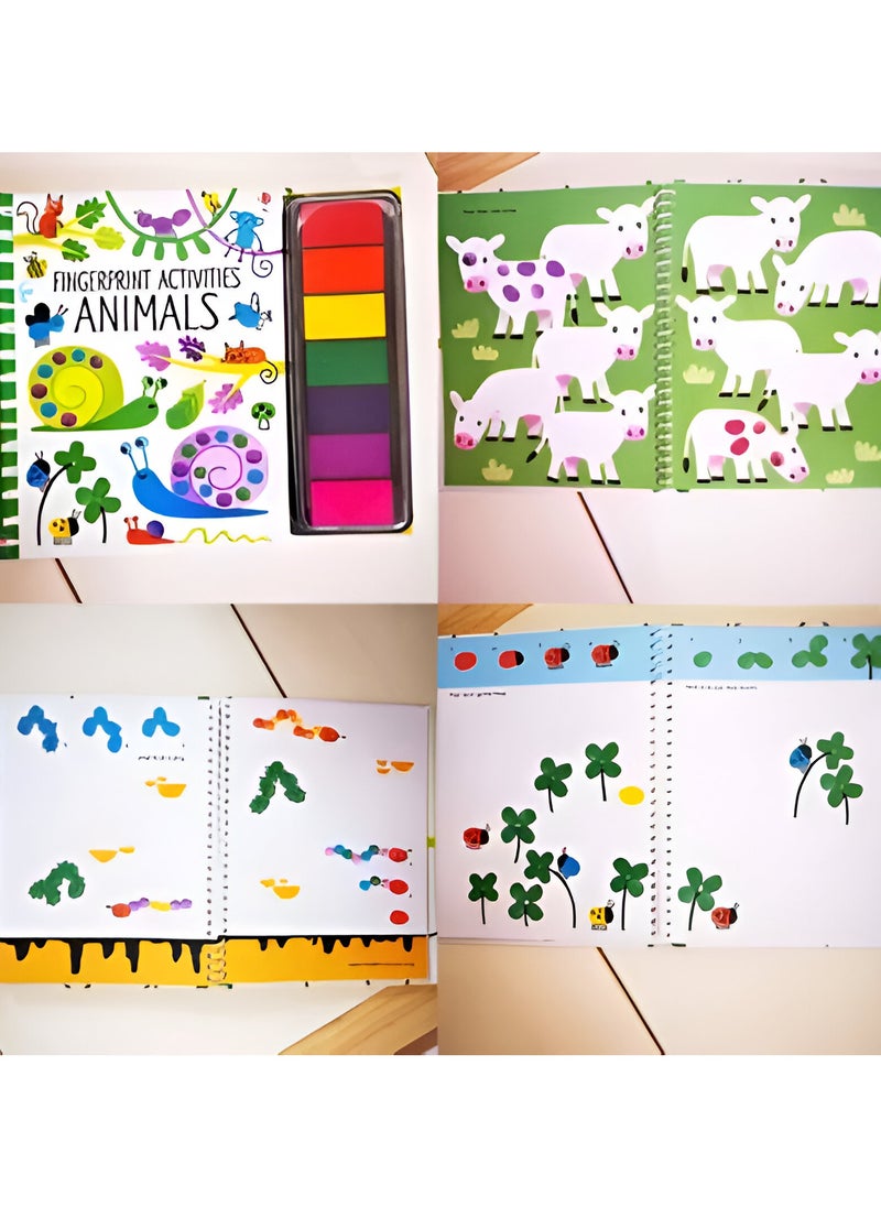 VIO Pack of 4 Assorted Fingerprint Art Activity Coloring Dot Making Sheets With Pens Paints for Kids Boys Girls Ages 3 4 5 6 Birthday Party Favor Fun Gift Idea DIY Summer Fun Travel Arts Crafts Supplies  - Image 2