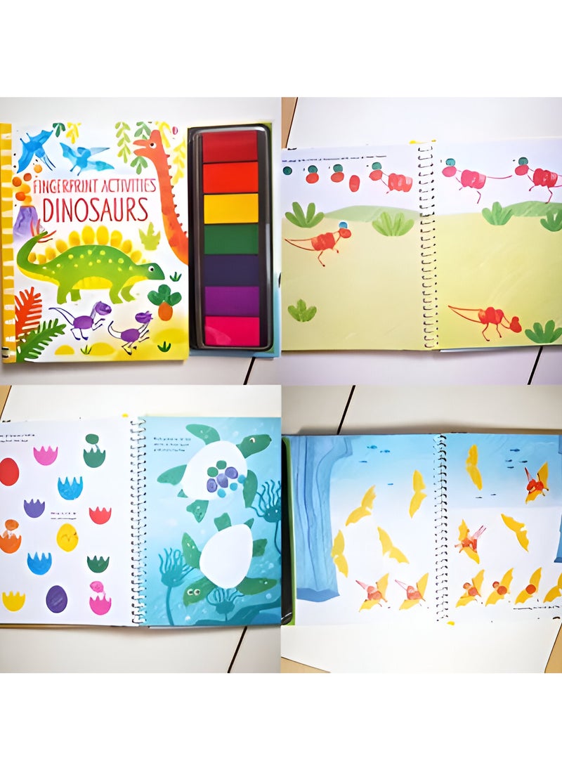 VIO Pack of 4 Assorted Fingerprint Art Activity Coloring Dot Making Sheets With Pens Paints for Kids Boys Girls Ages 3 4 5 6 Birthday Party Favor Fun Gift Idea DIY Summer Fun Travel Arts Crafts Supplies  - Image 3