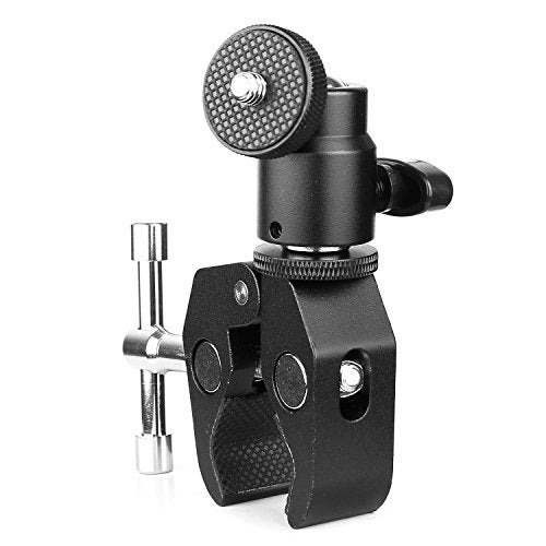 ChromLives Camera Clamp Mount Ball Head Clamp Super Clamp and Mini Ball Head Hot Shoe Mount Adapter with 1/4"-20 Tripod Screw Compatible with LCD/DV Monitor, LED Lights, Flash Microphone and More - Image 3