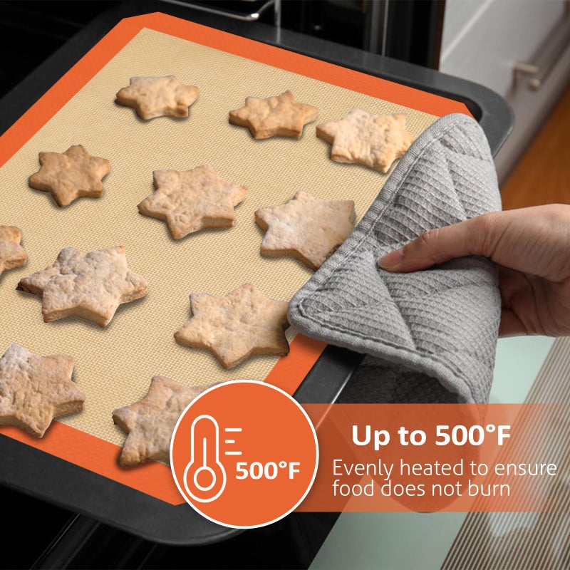 Dwavele Silicone Baking Mat Set of 3, Silicone Baking Mats Cookie Sheet, Non-Stick Mats for Baking, Easy Clean & Reusable Oven Baking Sheet for Making Macaroons, Cookies - Image 4