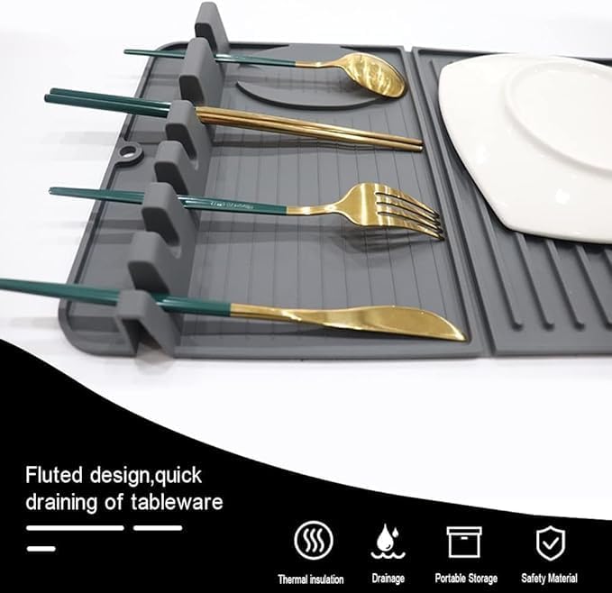 SEVIA SEVIA Expandable Silicone Utensil Rest - 2-in-1 Non-Slip Silicone Utensil Rest with Drying Mat Drip Pad Trivet for Hot Pot and Pans - Image 4