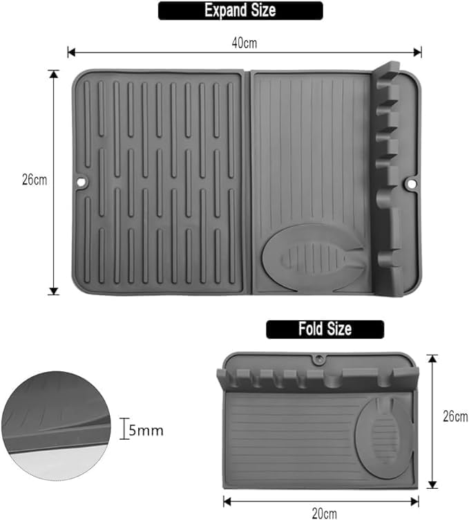 SEVIA SEVIA Expandable Silicone Utensil Rest - 2-in-1 Non-Slip Silicone Utensil Rest with Drying Mat Drip Pad Trivet for Hot Pot and Pans - Image 2