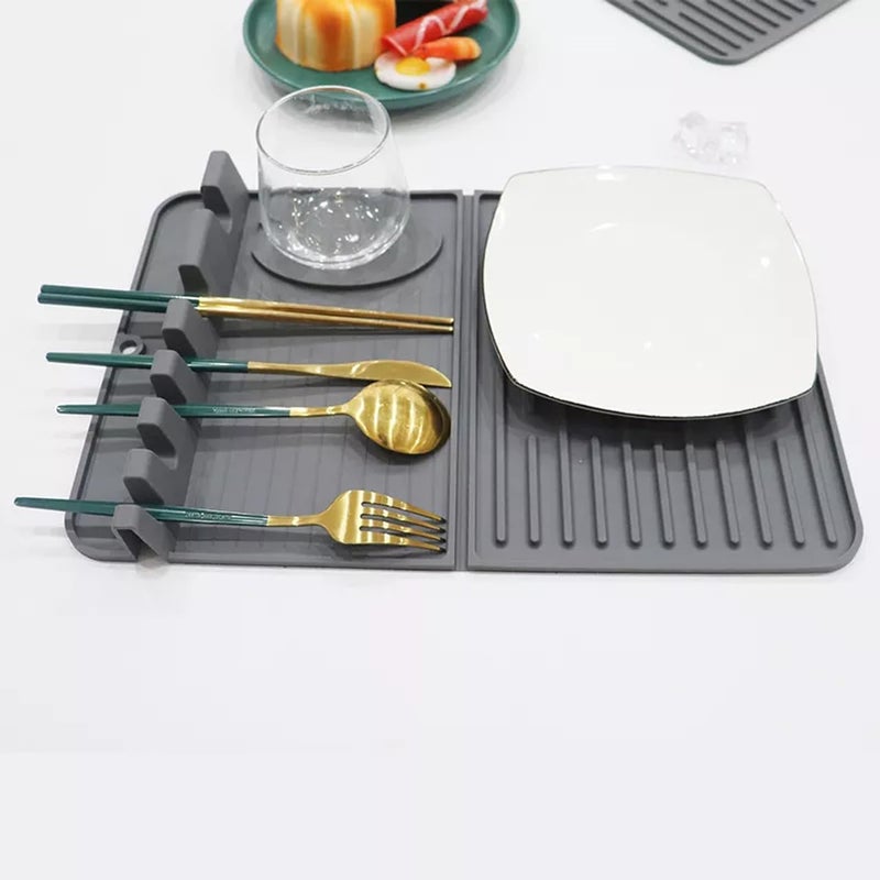 SEVIA SEVIA Expandable Silicone Utensil Rest - 2-in-1 Non-Slip Silicone Utensil Rest with Drying Mat Drip Pad Trivet for Hot Pot and Pans - Image 1