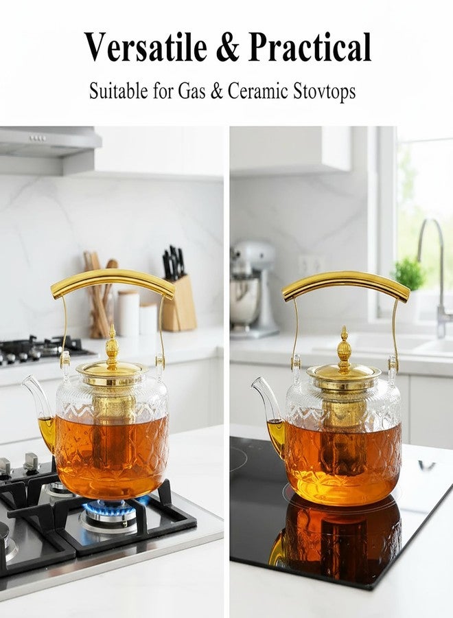dingdaer High Borosilicate Glass Teapot, 30 oz Thickened Heatproof Glass Teapot with Removable Stainless Steel Infuser and Lid, Stovetop Safe Tea Kettle, Hand Crafted Kettle, for Women and Adult - Image 5