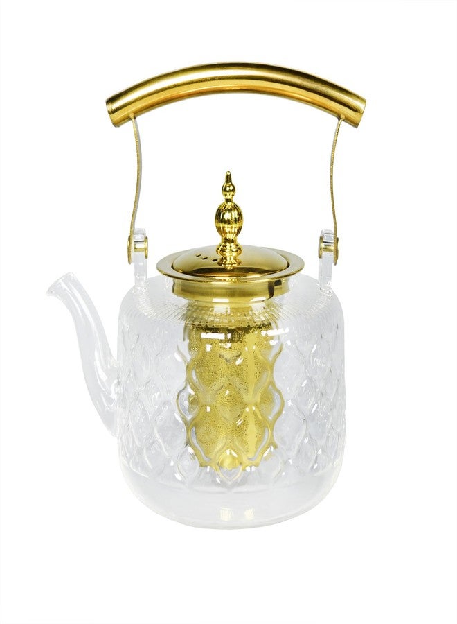 dingdaer High Borosilicate Glass Teapot, 30 oz Thickened Heatproof Glass Teapot with Removable Stainless Steel Infuser and Lid, Stovetop Safe Tea Kettle, Hand Crafted Kettle, for Women and Adult - Image 1