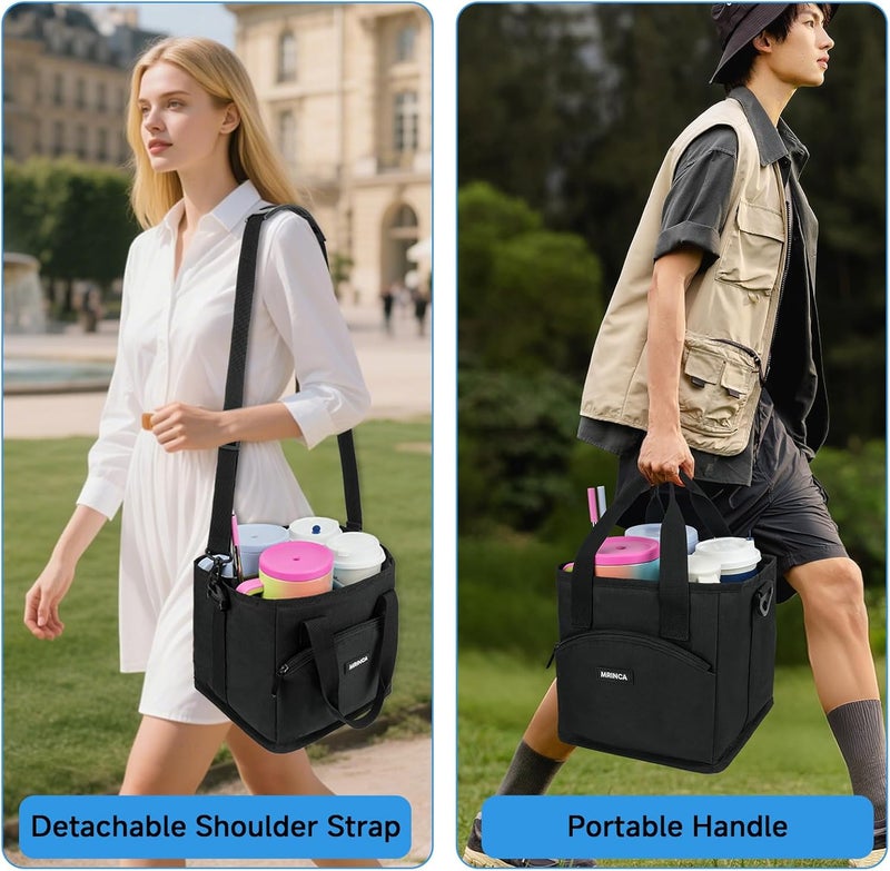 MRINCA Drink Carrier with Handle, 4 Cup Insulated & Leakproof Tote - Portable Reusable Cup Holder for Delivery Drivers, Car Travel, Family Outings - Image 5