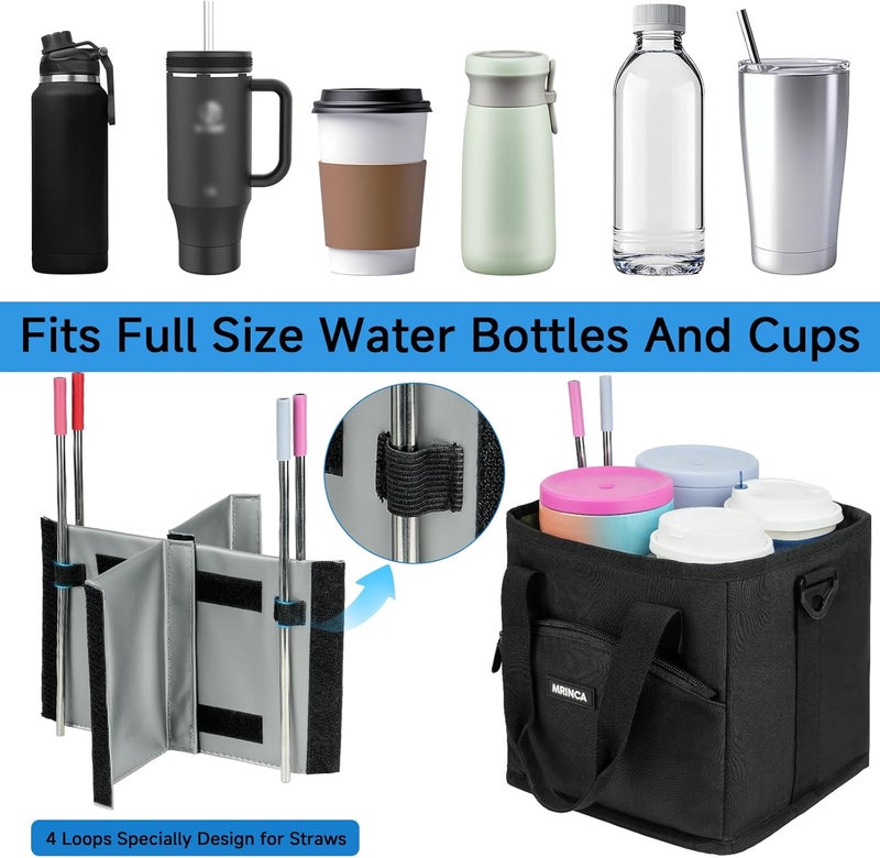 MRINCA Drink Carrier with Handle, 4 Cup Insulated & Leakproof Tote - Portable Reusable Cup Holder for Delivery Drivers, Car Travel, Family Outings - Image 4
