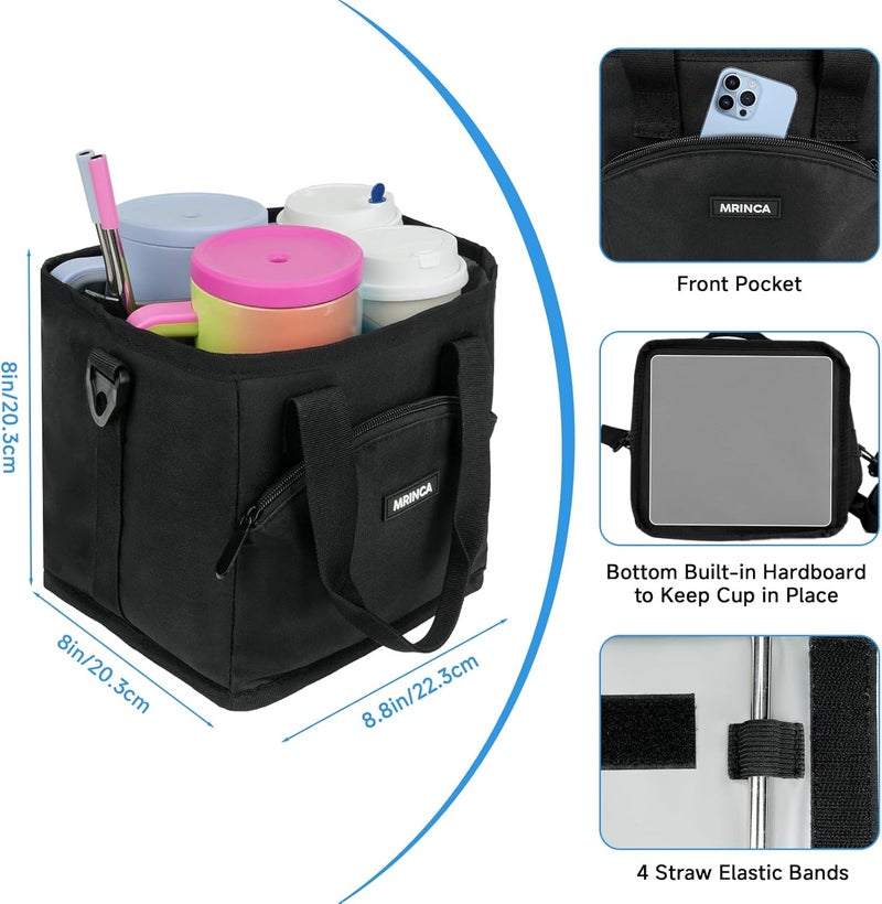 MRINCA Drink Carrier with Handle, 4 Cup Insulated & Leakproof Tote - Portable Reusable Cup Holder for Delivery Drivers, Car Travel, Family Outings - Image 2